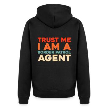 Border Patrol - Unisex Premium Organic Zip Hoodie - black - Back - Nico (187cm)
