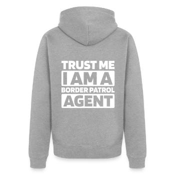 Border Patrol - Unisex Premium Organic Zip Hoodie - heather grey - Back - Nico (187cm)