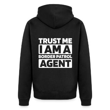 Border Patrol - Unisex Premium Organic Zip Hoodie - black - Back - Nico (187cm)