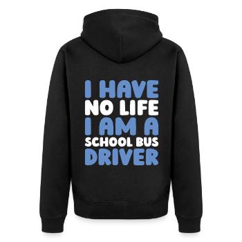 Schulbusfahrer - Unisex Premium Bio Zip Hoodie - Schwarz - Hinten - Nico (187cm)