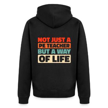 Sportlehrer Sport Lehrer - Unisex Premium Bio Zip Hoodie - Schwarz - Hinten - Nico (187cm)