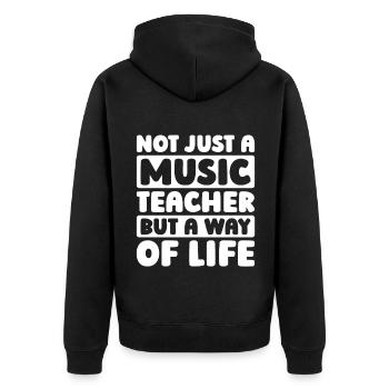 Musiklehrer Musik Lehrer - Unisex Premium Bio Zip Hoodie - Schwarz - Hinten - Nico (187cm)