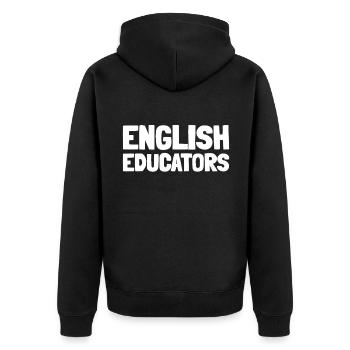 Englischlehrer Englisch Lehrer Team - Unisex Premium Bio Zip Hoodie - Schwarz - Hinten - Nico (187cm)