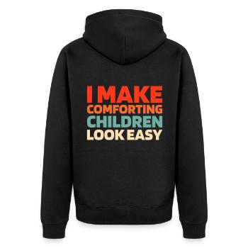 Kinderkrankenschwester - Unisex Premium Bio Zip Hoodie - Schwarz - Hinten - Nico (187cm)