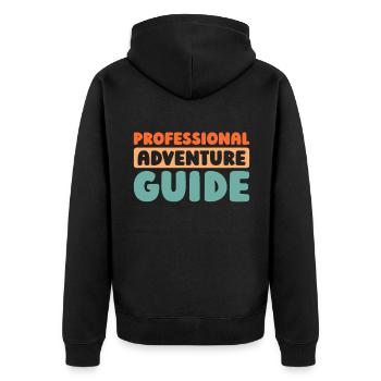 Reiseleiter - Unisex Premium Bio Zip Hoodie - Schwarz - Hinten - Nico (187cm)