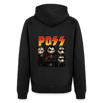 Beutelratte Possum Opossum Rockband - Unisex Premium Bio Zip Hoodie - Schwarz - Hinten - Nico (187cm)