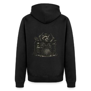 Raccoon Drums Drummer Festival - Unisex Premium Organic Zip Hoodie - black - Back - Nico (187cm)