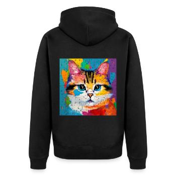 Chat domestique Peinture à l’huile de chat - Veste à capuche bio Premium Unisexe - noir - Dos - Nico (187cm)