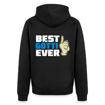 Best Götti Ever Götti - Unisex Premium Bio Zip Hoodie - Schwarz - Hinten - Nico (187cm)
