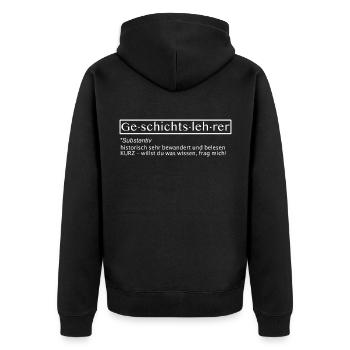 geschichtslehrer design - Unisex Premium Bio Zip Hoodie - Schwarz - Hinten - Nico (187cm)