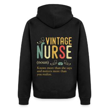 Vintage Krankenschwester Definition Lustig Registrierte Krankenpflege - Unisex Premium Bio Zip Hoodie - Schwarz - Hinten - Nico (187cm)