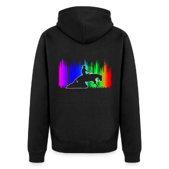 Westernreiten Westernreiter Pferdeliebhaber - Unisex Premium Bio Zip Hoodie - Schwarz - Hinten - Nico (187cm)