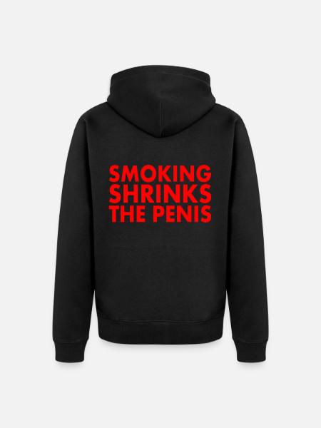 Smoking shrinks the penis - Unisex Premium Organic Zip Hoodie - black