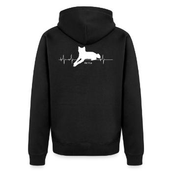 Cadeau de battement de coeur Akita Inu - Veste à capuche bio Premium Unisexe - noir - Dos - Nico (187cm)