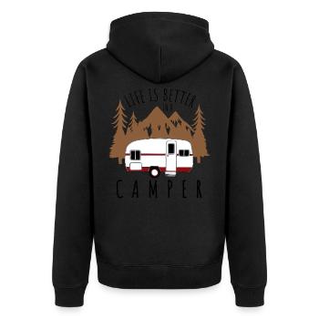 Life is better in a caravan - Unisex Premium Organic Zip Hoodie - black - Back - Nico (187cm)