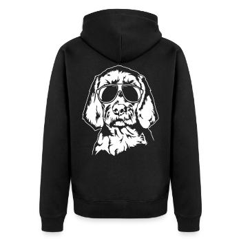 Wirehaired Vizsla Cool Funny Dog Vischel Wilsigns - Unisex Premium Organic Zip Hoodie - black - Back - Nico (187cm)