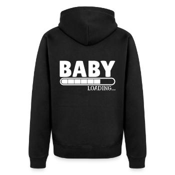 Baby Loading schwanger pregnant - Unisex Premium Bio Zip Hoodie - Schwarz - Hinten - Nico (187cm)
