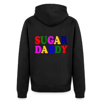 Sugar daddy - Unisex Premium Bio Zip Hoodie - Schwarz - Hinten - Nico (187cm)