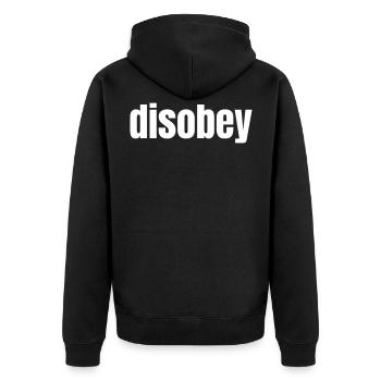 Disobey - Don’t follow the rules - vecteur - Veste à capuche bio Premium Unisexe - noir - Dos - Nico (187cm)