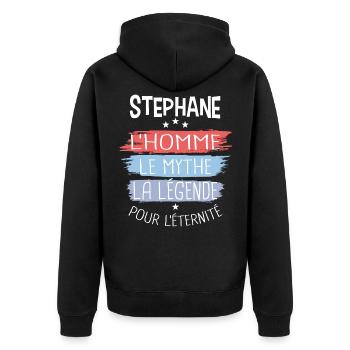 Stéphane l'homme le mythe la légende - Veste à capuche bio Premium Unisexe - noir - Dos - Nico (187cm)
