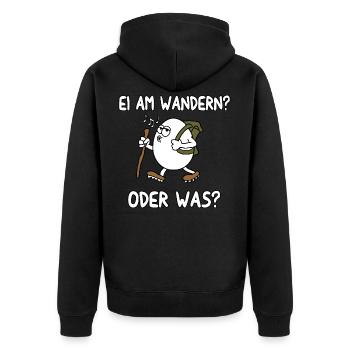 Ei am wandern - Unisex Premium Bio Zip Hoodie - Schwarz - Hinten - Nico (187cm)