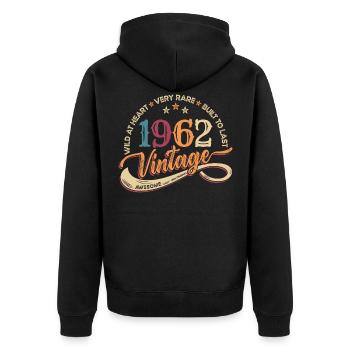 Vintage born 1962 Design Born 1962 Gift - Unisex Premium Organic Zip Hoodie - black - Back - Nico (187cm)
