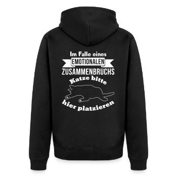 Katze hier platzieren - Unisex Premium Bio Zip Hoodie - Schwarz - Hinten - Nico (187cm)