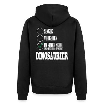 In einer Beziehung mit meinem Dino - Unisex Premium Bio Zip Hoodie - Schwarz - Hinten - Nico (187cm)
