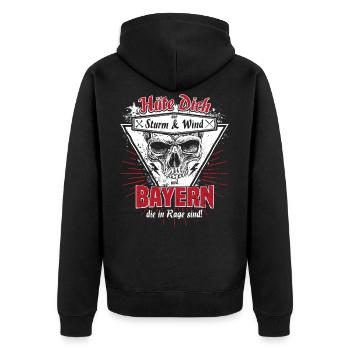 Bayern Nürnberg München Augsburg Geschenk - Unisex Premium Bio Zip Hoodie - Schwarz - Hinten - Nico (187cm)