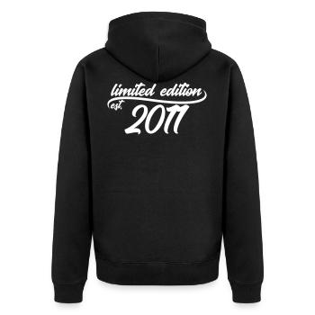 Limited Edition est 2011 - Unisex Premium Bio Zip Hoodie - Schwarz - Hinten - Nico (187cm)