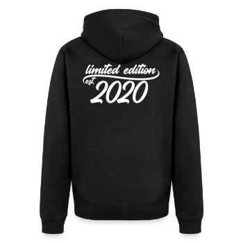 Limited Edition est 2020 - Unisex Premium Bio Zip Hoodie - Schwarz - Hinten - Nico (187cm)