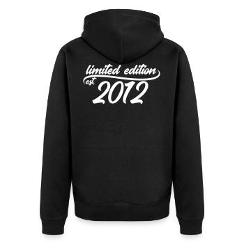 Limited Edition est 2012 - Unisex Premium Bio Zip Hoodie - Schwarz - Hinten - Nico (187cm)