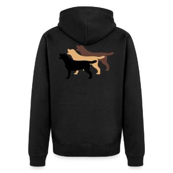 3 Labrador Farben - Unisex Premium Bio Zip Hoodie - Schwarz - Hinten - Nico (187cm)