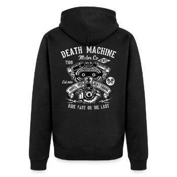 RIDE FAST OR DIE - motorbike and biker shirt motif - Unisex Premium Organic Zip Hoodie - black - Back - Nico (187cm)