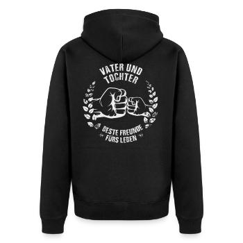 Vater und Tochter beste Freunde fürs Leben - Unisex Premium Bio Zip Hoodie - Schwarz - Hinten - Nico (187cm)