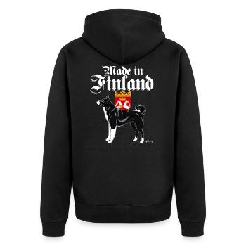 Bear Dog Finland 2 - Unisex Premium Organic Zip Hoodie - black - Back - Nico (187cm)