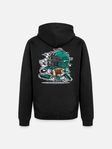 FOOTBALL PLAYER- American Football Comic Gift - Unisex Premium Organic Zip Hoodie - black