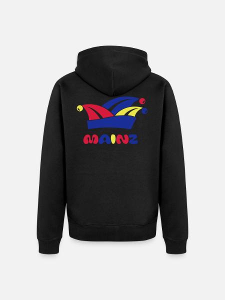 Fasching Narrenkappe Mainz 1, 2 oder 3 Farben - Unisex Premium Bio Zip Hoodie - Schwarz