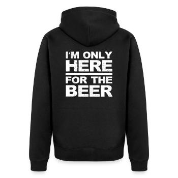 I'm just here for the beer here JGA party gift - Unisex Premium Organic Zip Hoodie - black - Back - Nico (187cm)