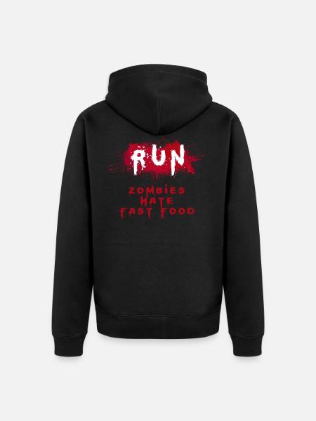 Zombies hate fast food ZOMBIE - Unisex Premium Organic Zip Hoodie - black