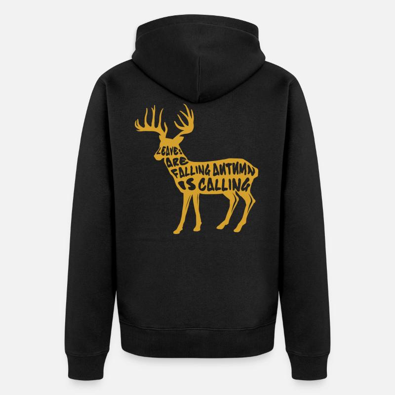 Cerf Rennier automne feuilles cadeau - Veste à capuche bio Premium Unisexe - noir
