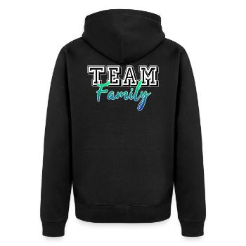 TEAM FAMILY Dream Team Familie Eltern Geschenk - Unisex Premium Bio Zip Hoodie - Schwarz - Hinten - Nico (187cm)