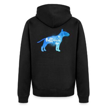 Liebender Bullterrier Papa - Unisex Premium Bio Zip Hoodie - Schwarz - Hinten - Nico (187cm)