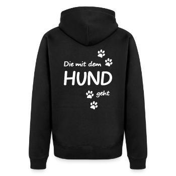 Qui part avec le chien - Veste à capuche bio Premium Unisexe - noir - Dos - Nico (187cm)