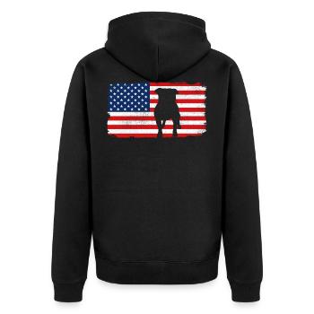 USA American Bulldog - Unisex Premium Organic Zip Hoodie - black - Back - Nico (187cm)