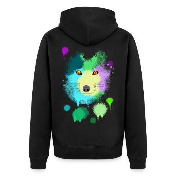 Fox-Splash - Unisex Premium Bio Zip Hoodie - Schwarz - Hinten - Nico (187cm)