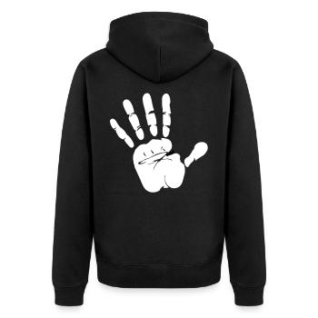 High-Five - Unisex Premium Bio Zip Hoodie - Schwarz - Hinten - Nico (187cm)