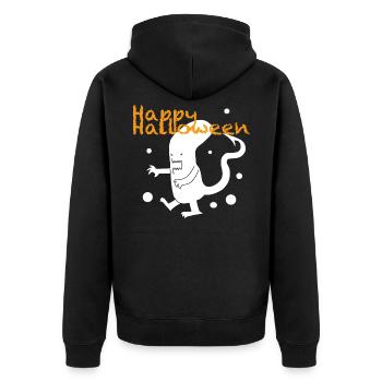 Halloween monster white - Unisex Premium Organic Zip Hoodie - black - Back - Nico (187cm)