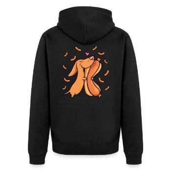 Weenie Lover - Unisex Premium Organic Zip Hoodie - black - Back - Nico (187cm)
