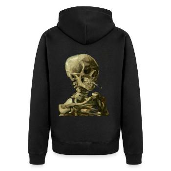 Crâne squelettique de Vincent van Gogh avec cigarette - Veste à capuche bio Premium Unisexe - noir - Dos - Nico (187cm)